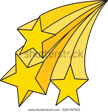 Falling Shooting Stars Cartoon Colored Clipart 