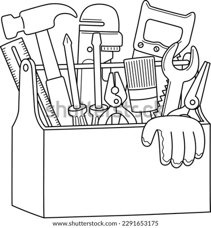 Toolbox Isolated Coloring Page for Kids