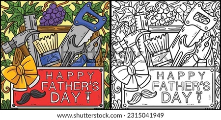  Happy Fathers Day Toolbox Coloring Illustration