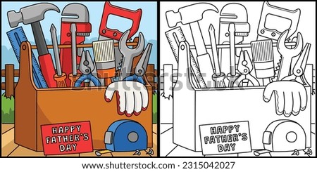 Happy Fathers Day Toolbox Coloring Illustration