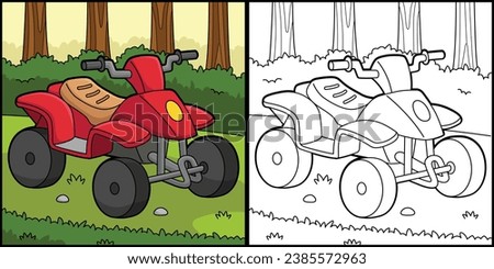 Quad Bike Coloring Page Colored Illustration