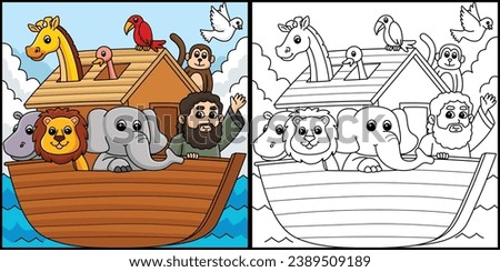 Christian Noahs Ark Coloring Page Illustration