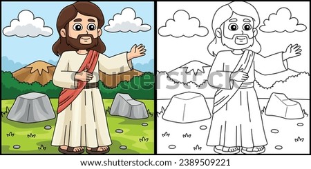 Christian Jesus Preaching Coloring Illustration