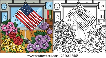 Memorial Day American Flag Flowers Illustration