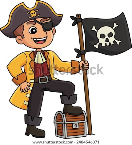 Pirate Jolly Roger Flag Cartoon Colored Clipart