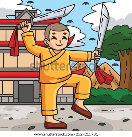 Buddhism Buddhist Female Shaolin Blades Colored