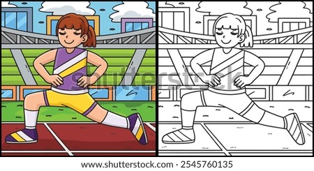 Track and Field Female Stretching Illustration