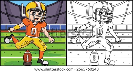 American Football Player Kick Off Illustration