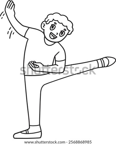 Ballet Danseur Stretching Isolated Coloring Page