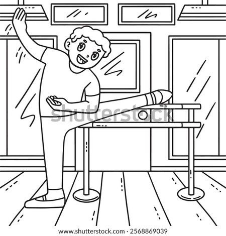 Ballet Danseur Stretching Ballet Bar Coloring Page