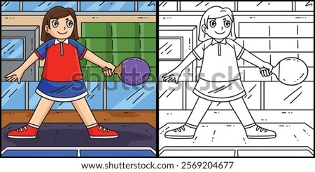 Female Table Tennis Player Playing Illustration