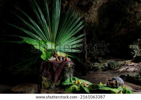 Altar in Xivalva Cave, Chaak Tun Cenote, Riviera Maya, Playa del Carmen, Mexico. Stock foto © 