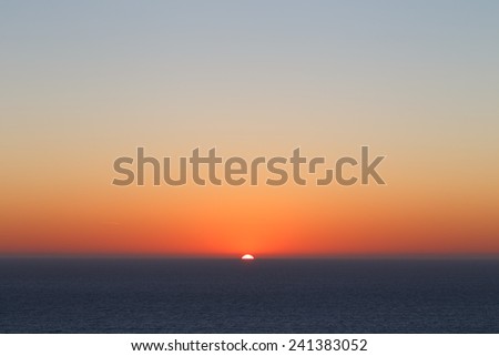 sunset at sea, only sun and sea