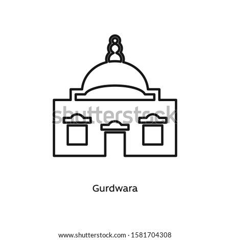 Gurdwara icon vector illustration black linear on white background