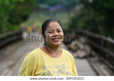 Sangkhlaburi, Thailand : Unidentified young asian Girl Mon. at Mon village in Sangkhlaburi,Thailand.