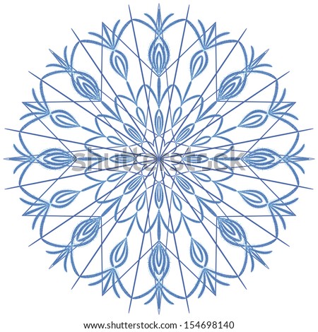 Snowflake on a white background, raster graphics.