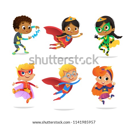 Similar – Image, Stock Photo Little superhero with flying cape