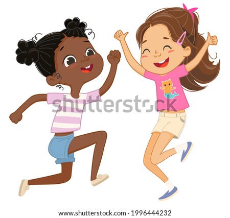 Similar – Image, Stock Photo 2 children jumping on a bouncy cushion in the park