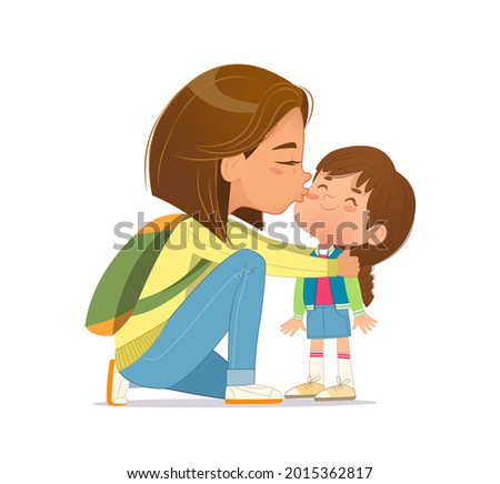 Similar – Image, Stock Photo Young mother embraced a newborn baby boy and kissing him