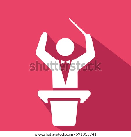 Conductor orchestra. Sound and music icon. Flat design. Vector illustration.