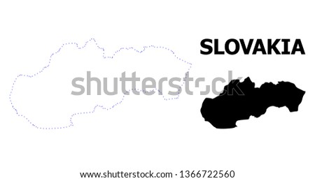 Vector contour Map of Slovakia with caption. Map of Slovakia is isolated on a white background. Simple flat dotted geographic map template.