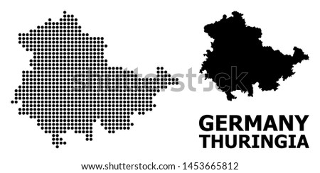 Dot map of Thuringia State mosaic and solid illustration. Vector map of Thuringia State composition of round items on a white background. Abstract flat territorial scheme for political illustrations.