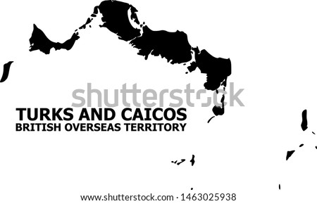 Vector Map of Turks and Caicos Islands with caption. Map of Turks and Caicos Islands is isolated on a white background. Simple flat geographic map.