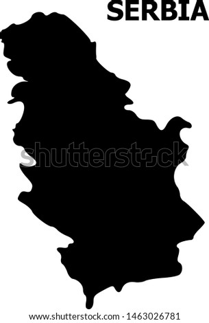 Vector Map of Serbia with name. Map of Serbia is isolated on a white background. Simple flat geographic map.