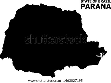 Vector Map of Parana State with caption. Map of Parana State is isolated on a white background. Simple flat geographic map.