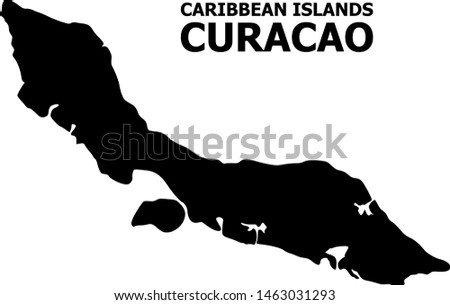 Vector Map of Curacao Island with name. Map of Curacao Island is isolated on a white background. Simple flat geographic map.