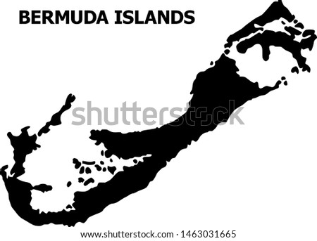 Vector Map of Bermuda Islands with name. Map of Bermuda Islands is isolated on a white background. Simple flat geographic map.