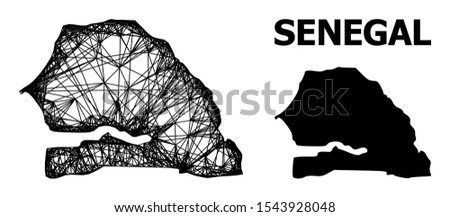 Web vector map of Senegal. Linear carcass flat network in vector EPS format, geographic model for educational concepts. map of Senegal are isolated on a white background.