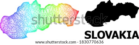 Net and solid map of Slovakia. Vector model is created from map of Slovakia with intersected random lines, and has rainbow gradient. Abstract lines are combined into map of Slovakia.