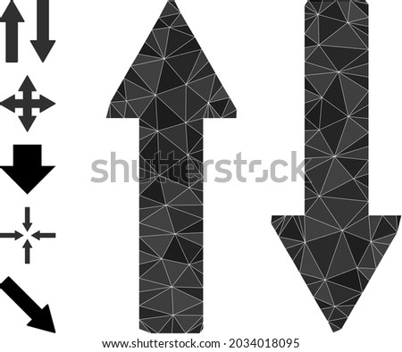Triangle vertical exchange arrows polygonal symbol illustration, and similar icons. Vertical Exchange Arrows is filled with triangles.