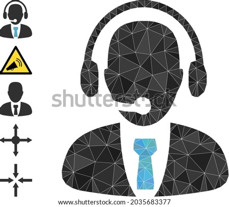 Triangle call center operator polygonal icon illustration, and similar icons. Call Center Operator is filled with triangles. Lowpoly call center operator combined with chaotic filled triangles.