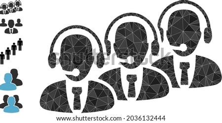 Triangle call center staff polygonal icon illustration, and similar icons. Call Center Staff is filled with triangles. Low-poly call center staff constructed with chaotic filled triangles.