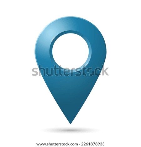 The geolocation icon is blue on a white background. Realistic pin code icon of the geolocation map. Vector EPS 10.