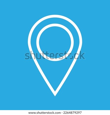 Geolocation icon on a blue background. Linear pin code icons of the geolocation map. Vector illustration.