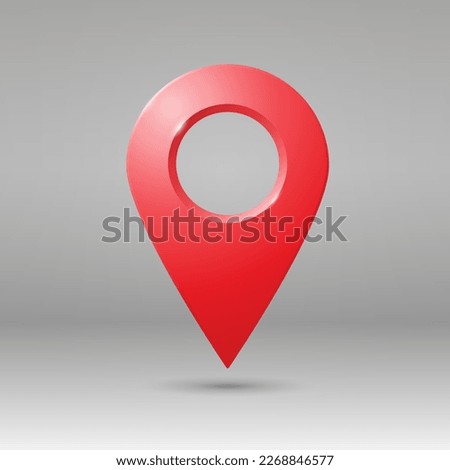 The geolocation icon is red with highlights on a gradient background. Realistic geolocation map pin code icon. Vector EPS 10.