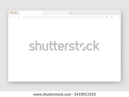 The design of the web browser window in white on a gray background. An empty website layout with a search bar and buttons. Vector illustration.