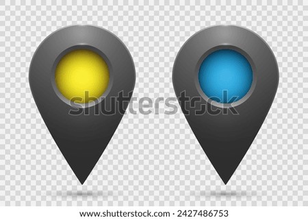 Realistic geolocation icons on a transparent background. A set of geolocation map pin code icons. Vector illustration.