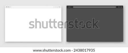 A set of browser window on a gray background. Website layout with search bar, toolbar and buttons. Vector EPS 10.