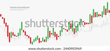 Trading candlestick chart of stock finance on a white background. Bullish point, uptrend of the chart. Vector illustration.