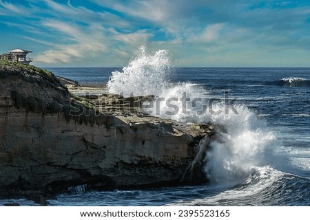 Similar – Image, Stock Photo Rocky cliffs near wavy ocean in sunlight