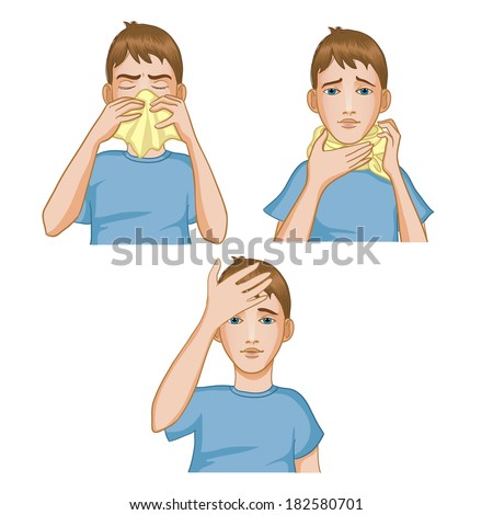 Boy Got Cold. Three Vector Images Of A Little Boy Complaining About ...