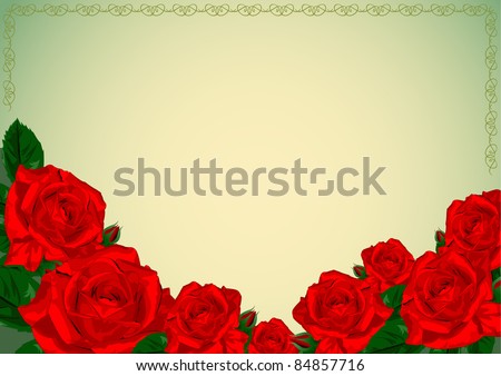 Card with red roses