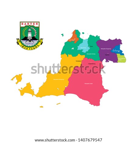 Colored vector maps and logos in the province of Banten