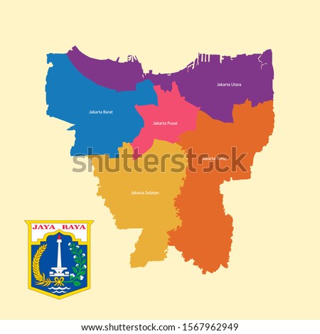 Colored Map and Logo of Jakarta - Vector