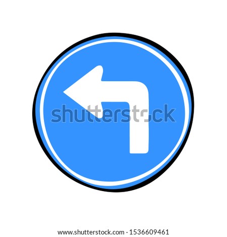Turn left ahead sign. Vector icon