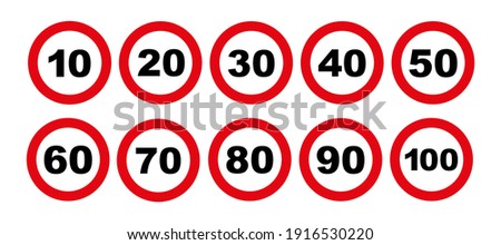 Similar – Image, Stock Photo speed limit traffic signal on the road